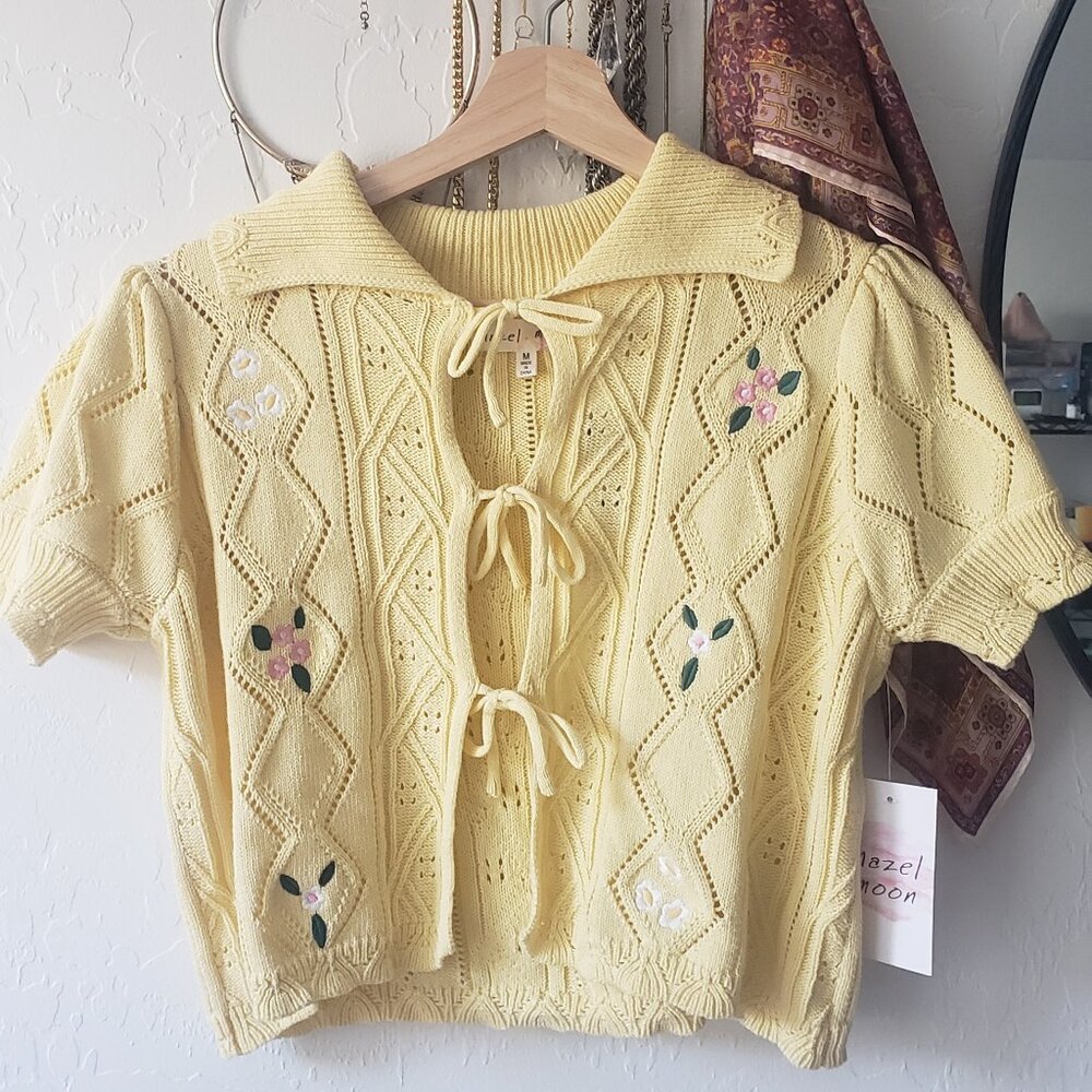 HAZEL MOON Yellow Knit Top